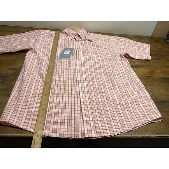Ariat Mens Short Sleeve Button Down Classic Fit Orange Plaid Shirt Size Large - Picture 7 of 11